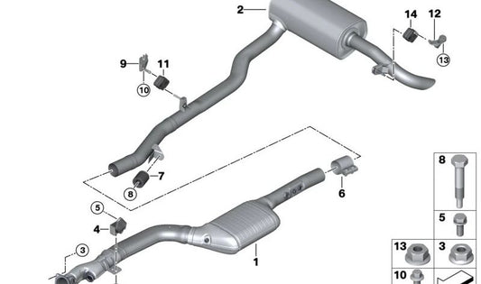 Heck -Schalldämpfer für BMW G60, G61 (OEM 18307926872). Original BMW