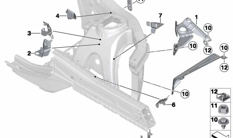 Soporte delantero chasis OEM 41117267093 para BMW F25, F26 (X3 sDrive18d, sDrive20i). Original BMW.