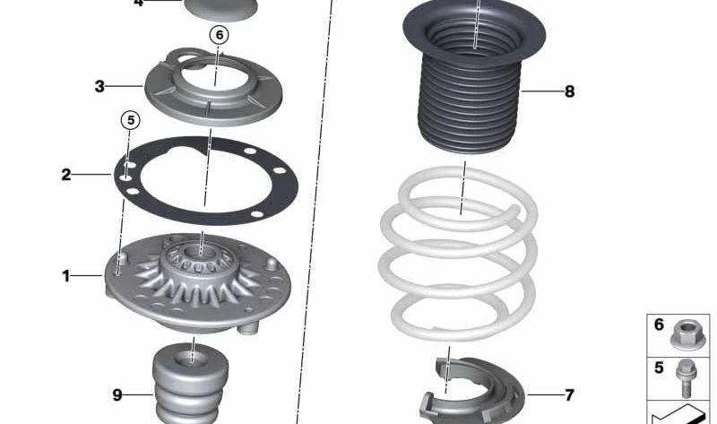 Cojinete de apoyo VDC delantero OEM 31305A04C11 para MINI F56, F55, Cabrio F57. Original MINI.