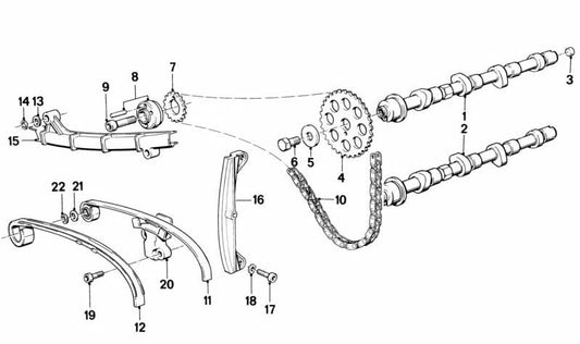 Vía de deslizamiento OEM 11311460683 para motos BMW K75, K75S, K75RT... y más. Original BMW Motorrad.