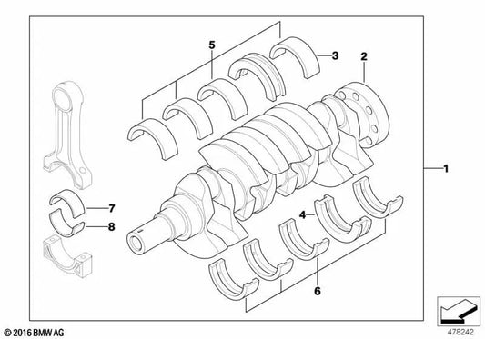 Eixo de manivela sem rolamento para BMW E46 (OEM 11217790266). BMW original