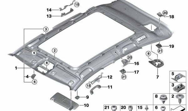 Soporte red separadora trasera izquierda OEM 51477331423 para BMW F45. Original BMW.