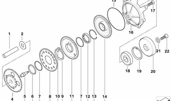 Anillo tensor OEM 11267684344 para motos BMW K1200S, K1300S, K1200R, K1300R, K1200GT, K1300GT. Original BMW Motorrad.
