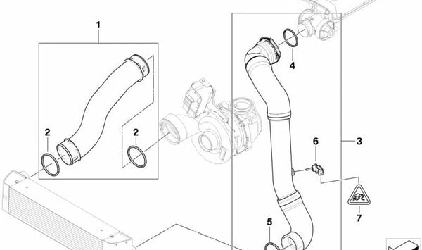 Tubería de admisión de aire OEM 11613415784 para BMW E83. Original BMW.