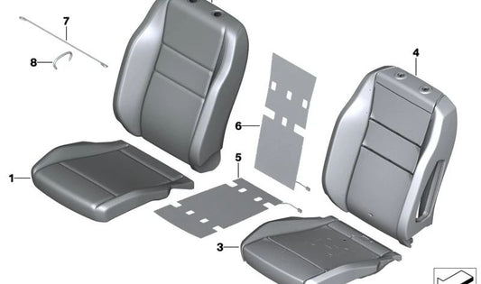 Funda respaldo asiento derecho cuero sintético OEM 52105A1CAF2 para BMW U06 (Serie 2 Active Tourer), U11 (X1). Original BMW.