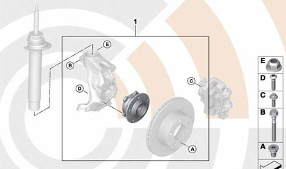 OEM 31222466784 front wheel bearing repair kit for BMW F20, F20N, F21, F21N, F22, F22N, F23, F23N, F30, F30N, F31, F31N, F34, F34N, F35, F35N, F32, F32N, F33, F33, F33N, F33N, F33N, F33N, F33N, F33N, F33N F36N. Original BMW.