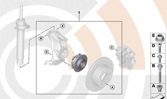 OEM 31222475058 front wheel bearing repair kit for BMW F15, F16. Original BMW.