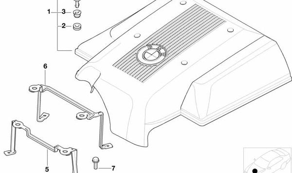 Cubierta aislante de motor OEM 11611437995 para BMW E53. Reduce el ruido del motor. Pieza original BMW.