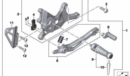 Protección de talón derecho OEM 46718396546 para motos BMW R nineT, R nineT Pure, R nineT Scrambler, R nineT Racer, R nineT Urban G/S. Original BMW Motorrad.