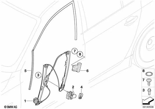 Fensteraufzug ohne linke vordere Motor für BMW 5 E60 -Serie, E60N, E61, E61N (OEM 51337184383). Original BMW
