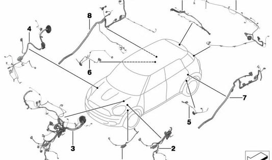 Cableado de repuesto para parachoques trasero OEM 61119813659 para MINI R60, R61. Original MINI.