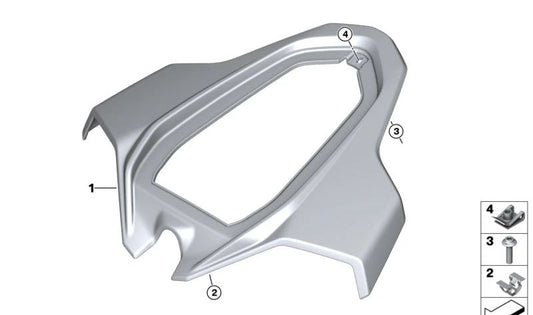 Embelezas traseiras centrais OEM 46637924423 para BMW Motorrad S 1000 RR (SK66, SK67, 0P21, 0P23). BMW Motorrad original.