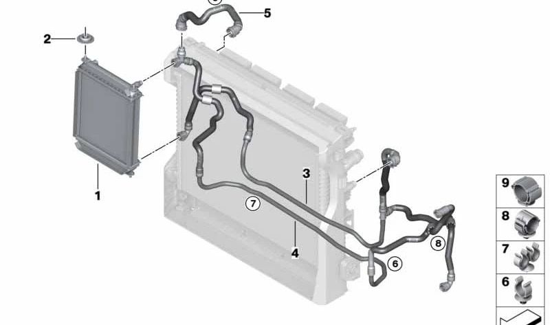 Manguera de refrigerante OEM 17128597824 para BMW G05, G06, G07. Original BMW.