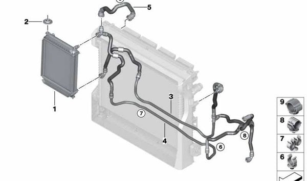 Manguera de refrigerante OEM 17128597824 para BMW G05, G06, G07. Original BMW.