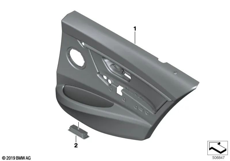Rear Left Fabric Door Trim for BMW F30, F30N, F31, F31N (OEM 51427280893). Original BMW