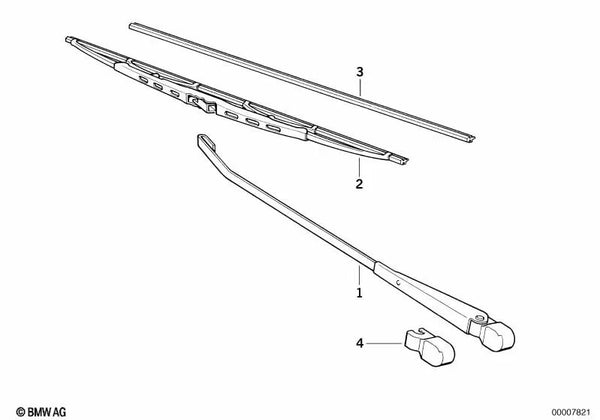 Brazo del limpiaparabrisas izquierdo para BMW E24 (OEM 61611367491). Original BMW