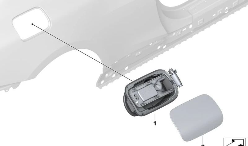 Tapa embellecedora depósito OEM 51177478438 para BMW G22, G23, G26, G82, G83. Compatible con modelos 420d, 420i, 430i. Original BMW.
