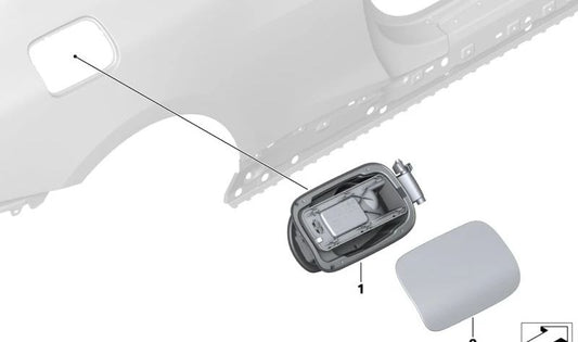 Tapa embellecedora depósito OEM 51177478438 para BMW G22, G23, G26, G82, G83. Compatible con modelos 420d, 420i, 430i. Original BMW.