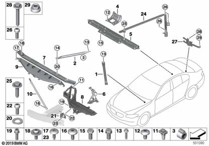 Soporte derecho para BMW F10, F11, F18 (OEM 51647200794). Original BMW