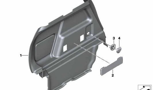 Revestimiento lateral izquierdo del maletero OEM 51477423243 para BMW F39 (X2 sDrive y xDrive, todos los motores). Original BMW.