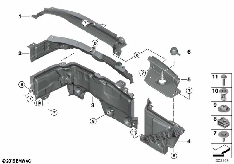 Battery holder bracket for BMW F45, F45N, F46, F46N, MINI F54, F54N (OEM 51717351482). Original BMW