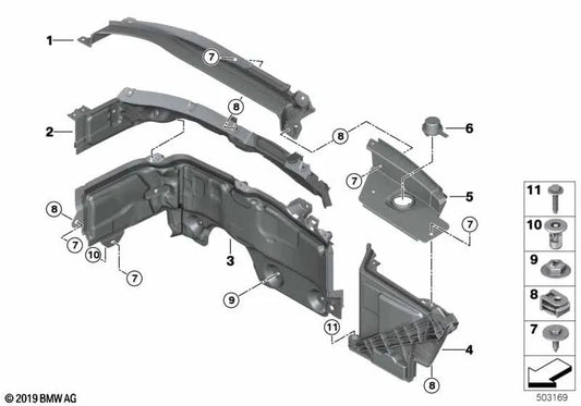 Battery holder bracket for BMW F45, F45N, F46, F46N, MINI F54, F54N (OEM 51717351482). Original BMW
