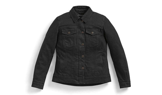Chaqueta vaquera RoadCrafted negra para mujer talla S OEM 76131539845, válida para BMW. Original BMW Motorrad.