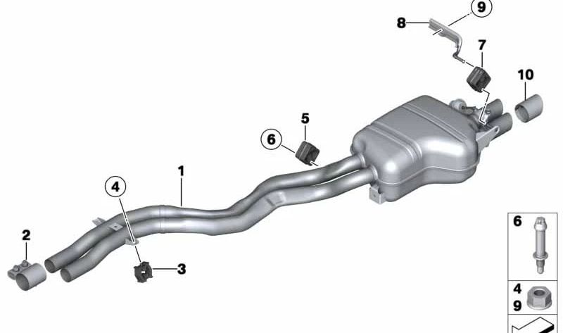 Soporte silenciador trasero izquierdo OEM 18307586734 para BMW Z4 E89. Original BMW.
