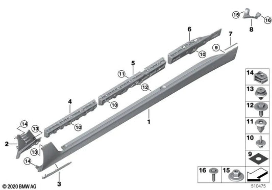 Rechter Schwellenwert für BMW G32, G32N (OEM 5177480314). Original BMW