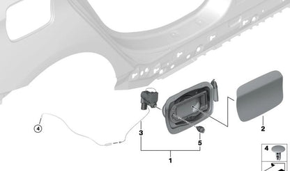 Tappo di combustibile per stampa OEM 51177302268 per BMW 2 F45 (214D, 216D) con motore B37. Compatibile con i modelli 2014 al 2021. BMW originale.