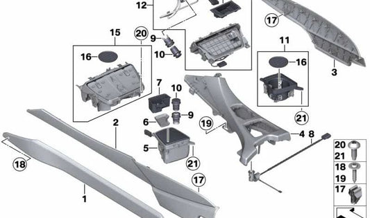 Tapete de compartimento de armazenamento para BMW F06, F12, F13 (OEM 51459251821). BMW originais.