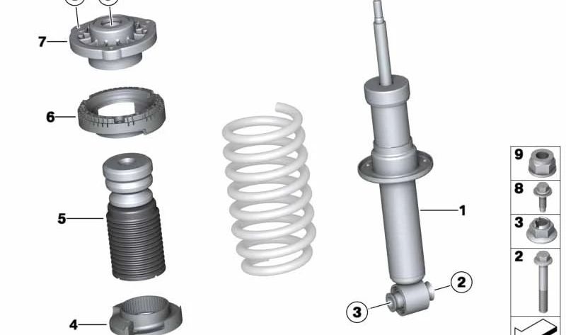 Amortecedor adicional com tubo de proteção traseiro para BMW G01, G01N, G02, G02N (OEM 33536871819). BMW original