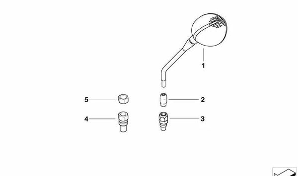 Espejo retrovisor derecho OEM 51167667717 para motos BMW R1200GS K25 (2004-2007). Original BMW Motorrad.