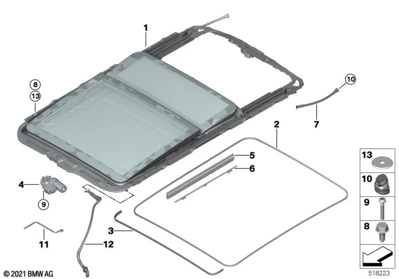 Toit panoramique pour BMW X5 F15 (OEM 54107490097). BMW d'origine