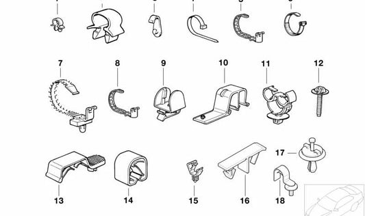 Clip à câble pour la série BMW 3 E36, E46 (OEM 61138355070). BMW d'origine