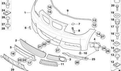 Rejilla lateral derecha para BMW E82, E88 (OEM 51118045450). Original BMW