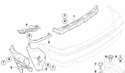 Cubierta de luz trasera imprimada izquierda para BMW Serie 3 E46 (OEM 51127052043). Original BMW
