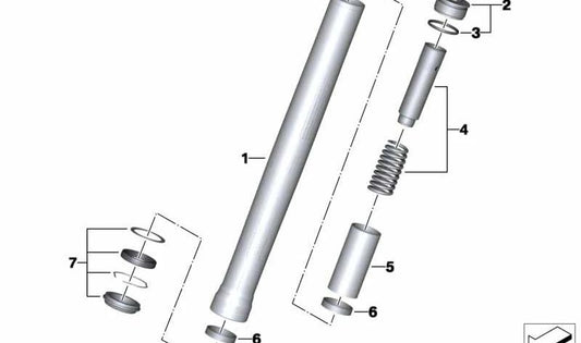 Juego de muelle de presión delantero OEM 31428550088 para motos BMW R 1200 R (K53), R 1250 R (K53) y más. Original BMW Motorrad.