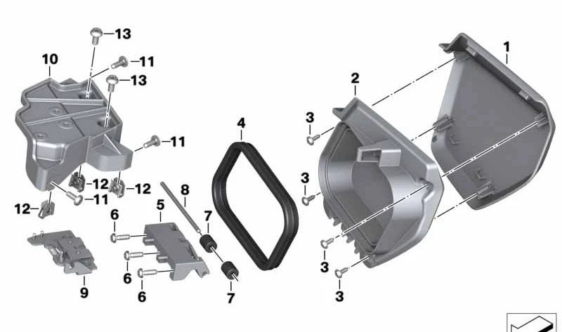 Tapa portaobjetos derecha OEM 46638558260 para BMW Motorrad C 400 GT (K08). Original BMW Motorrad.