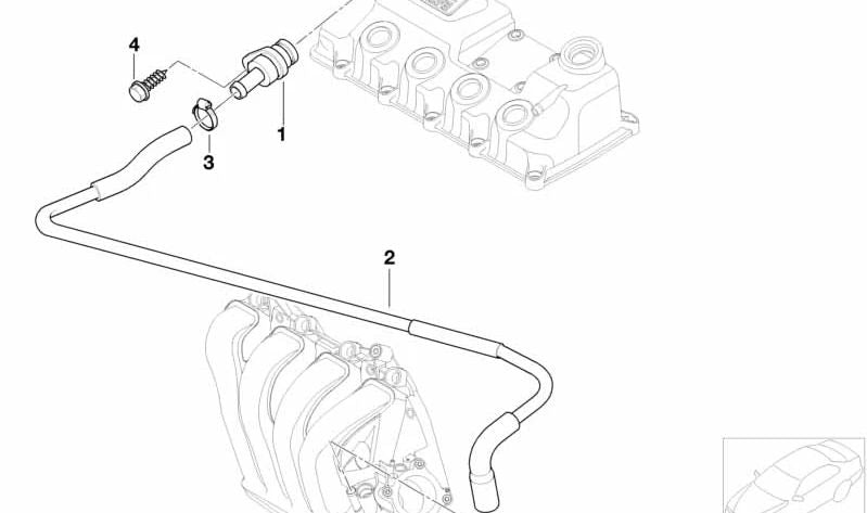 Tubo de ventilación OEM 11157510750 para MINI R50 (One/Cooper) y R52 (Cabrio Cooper). Original MINI. Compatible con motores W10, transmisión manual y automática.