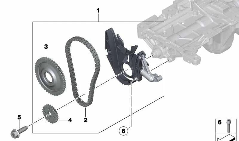 Cadena de distribución OEM 11418663609 para BMW F20, F21, F22, F23, F30, F31, F34, F32, F33, F36, F07, F10, F11, E84, F25, F26, F15, F16, E89. Original BMW.