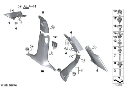 Blende A-Säule antracita para BMW X5 F95, G05 (OEM 51435A0D9A1). Original BMW.