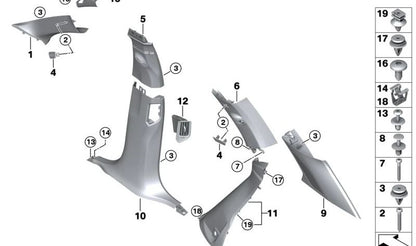 Embellecedor derecho del pilar A OEM 51435A0D9A2 para BMW G05 (xDrive25d, xDrive30d, M50i) y F95 (X5 M). Original BMW.