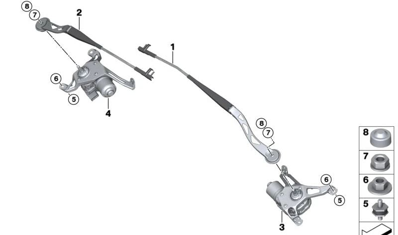 Brazo limpiaparabrisas derecho OEM 61617322164 para BMW i3 (I01, I01N). Pieza original BMW.