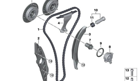 Cadeia de distribuição BMW Série 2 G87, 3 G20N Series, G21N, G80, G81, 4 G26 Series, G82, G83, X3 F97, X4 F98 (OEM 11318053399). BMW original.
