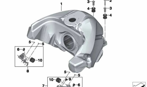 Depósito de combustible OEM 16118520631 para BMW Motorrad R1200GS, R1200GS Adventure, R1200R, R1200RT, HP2 Enduro, HP2 Megamoto, RnineT. Original BMW Motorrad.