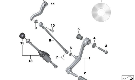 Palanca mando cambio marcha atrás aux. OEM 23418525031 para motos BMW K1600 GT, K1600 GTL, K1600 Bagger. Original BMW Motorrad.