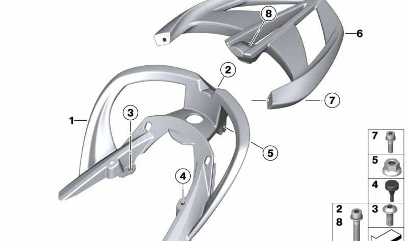 Agarre trasero plata OEM 46547683661 para BMW Motorrad R1200ST, serie R. Original BMW Motorrad.