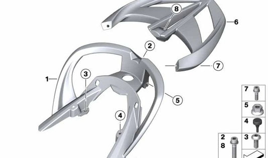 Agarre trasero plata OEM 46547683661 para BMW Motorrad R1200ST, serie R. Original BMW Motorrad.