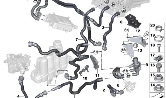 Tubo de refrigerante OEM 64218841814 para BMW U06 (Série 2 Tourer ativo) e U11 (x1). Peça original da BMW.